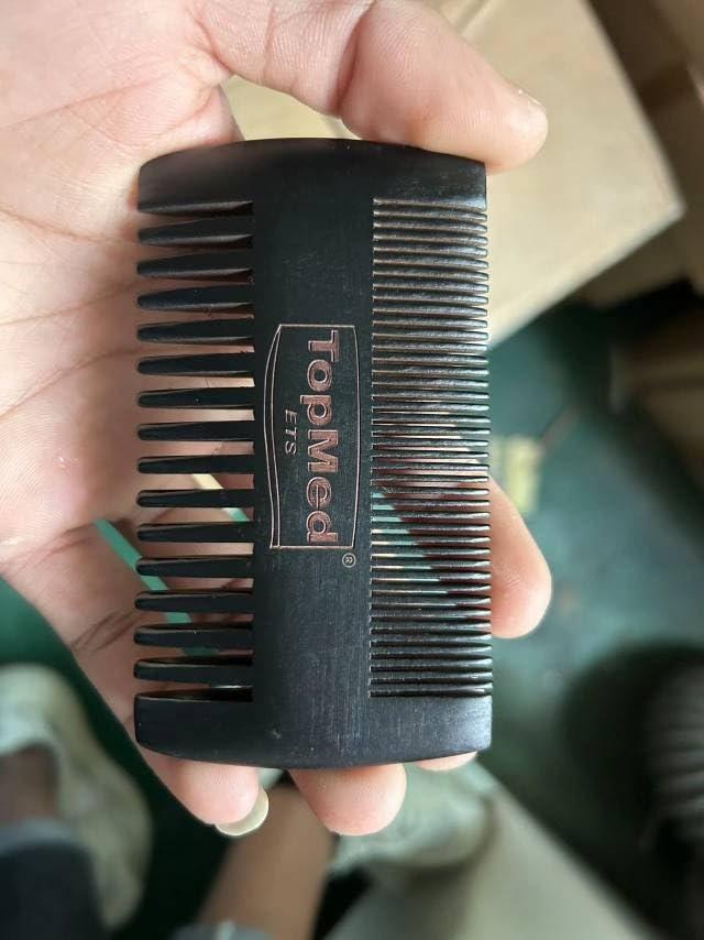 TOPMED ETS Portable Black Soft Bristle Hair Beard Brush and Comb Set