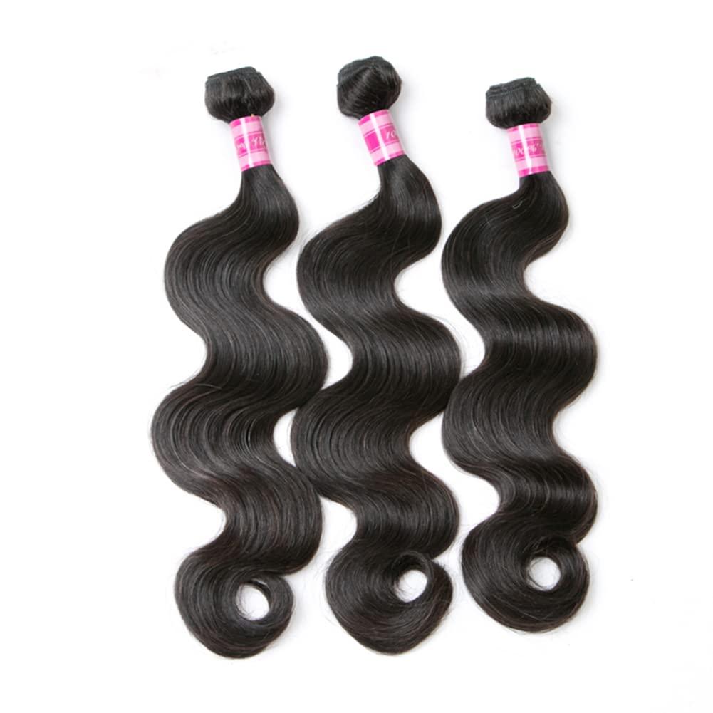 Beauty Queen Beauty Queen Body Wave Bundles Human Hair Short Hair 3 bundles (10 12 14 Inch) 10A Grade Brazilian Hair Bundles 100% Unprocessed Weave Bundles Human Hair Natural Black Hair Extensions For Women