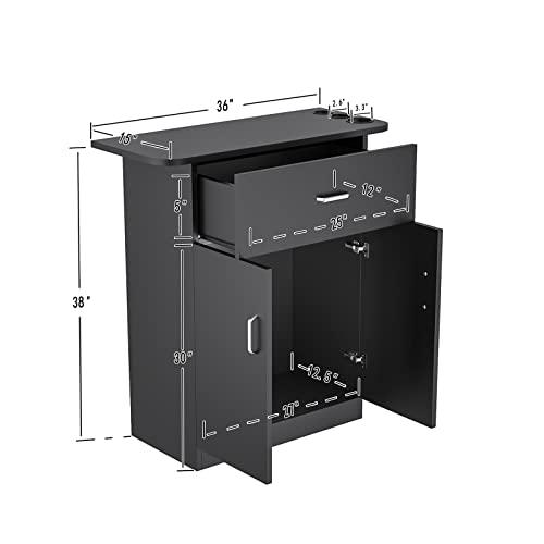 Paddie Paddie Barber Cabinet Storage Station, Free Standing Beauty Hair Stations for Salon Barber Utility Unit with Holders Styling Salon Spa Equipment with Drawer and Cabinet