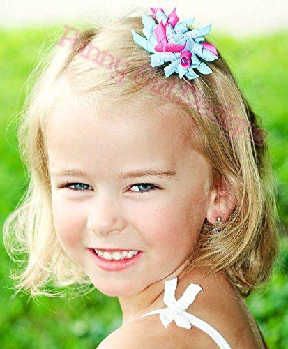 Funny Girl Designs Korker Hair Bow Set for Girls (2) 2.5 Inch Hair Bows by Funny Girl Designs (Hot Pink and Turquoise)