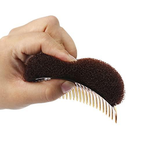 VASANA 2 PCS Sponge Hair Volume Inserts with Comb and Base - Hair Styling Tools for Women, Black Accessories
