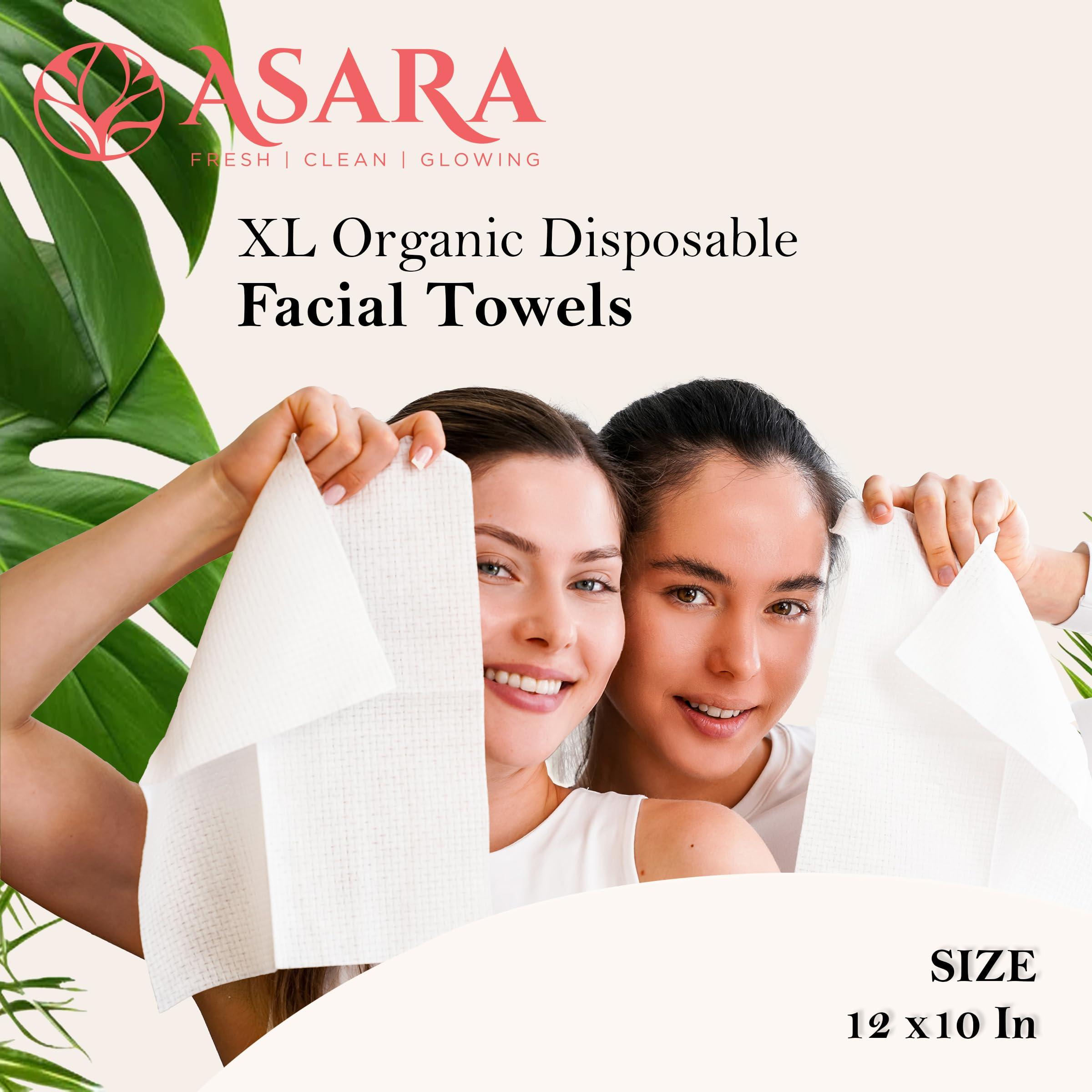 ASARA Asara Disposable Face Towel XL Facial Wipes | Organic Vegan Biodegradable | Just Add Water for Makeup Remover Wipes | Sensitive Skin Face Wipes - Clean Daily Towelettes (100 Count)
