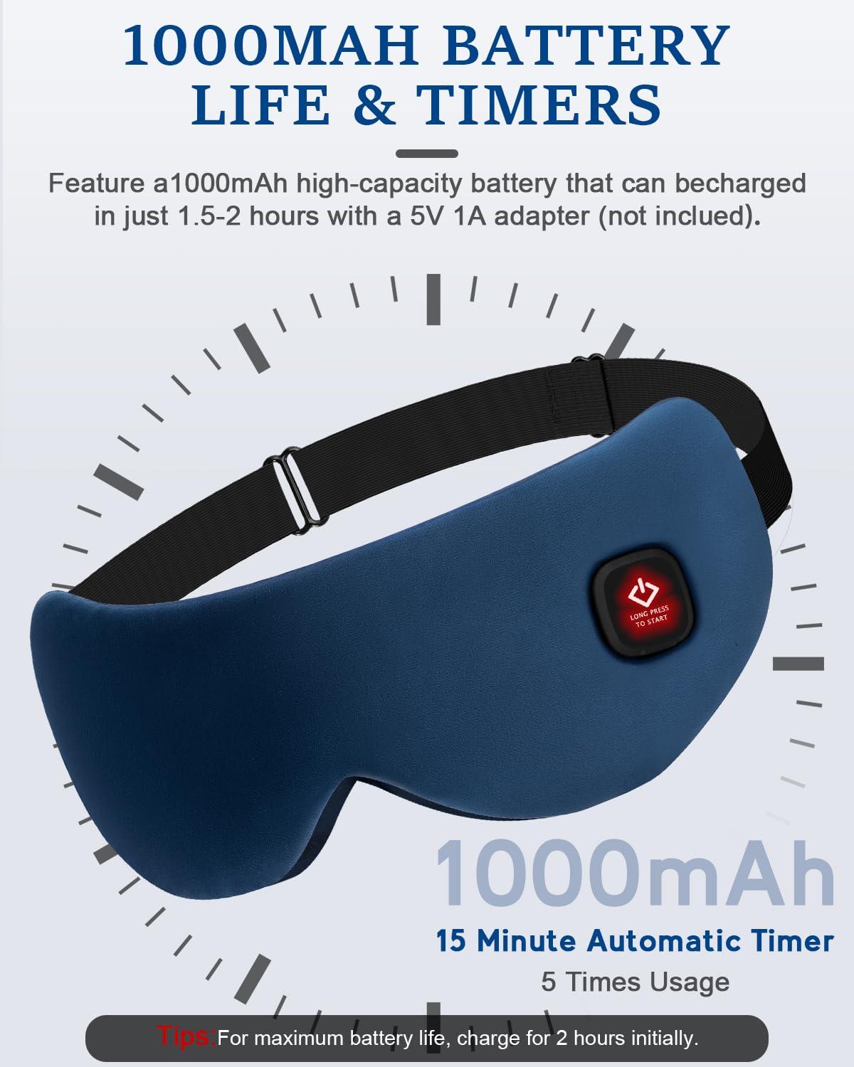 zinpaza Cordless Heated Eye Mask for Dry Eyes, Blocking Light Sleeping Mask Warm Eye Compresses Electric Eye Heating Pad for Stye Eye Treatment Blepharitis Sinus Migraine Gifts for Woman Man