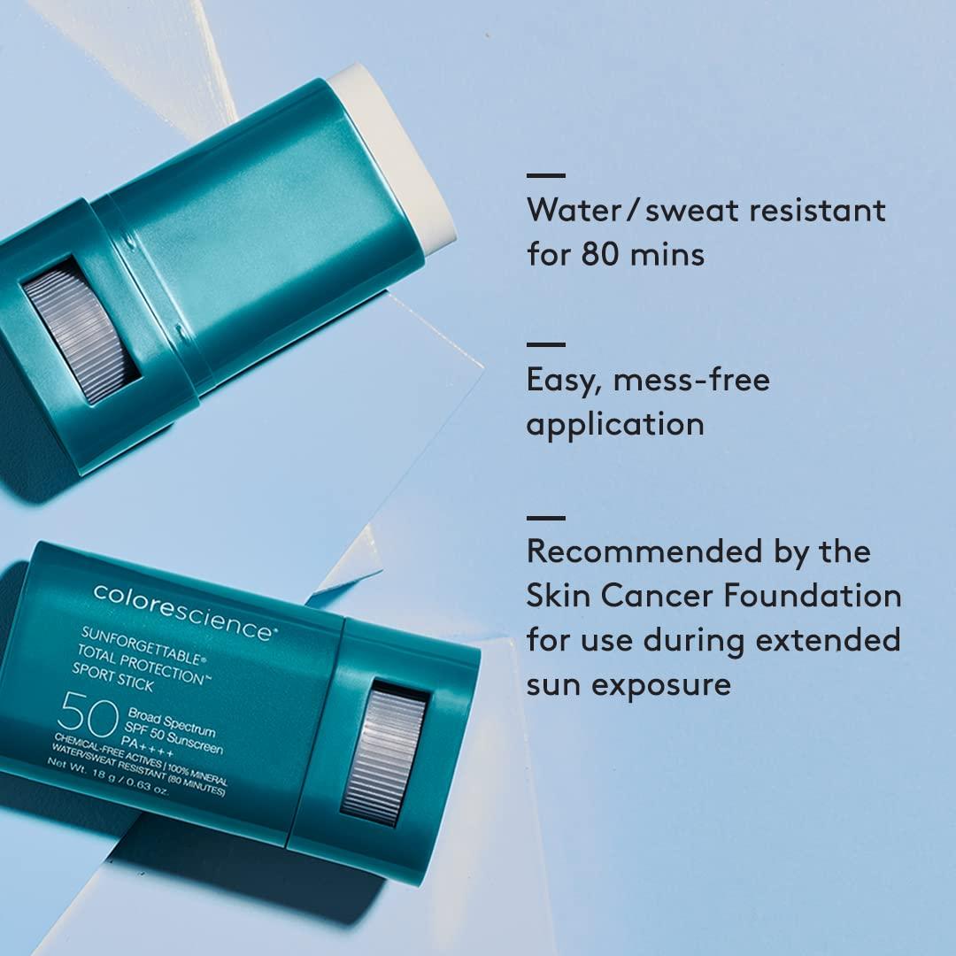 Colorescience Colorescience Sunforgettable Total Protection Sport Stick SPF 50, Mineral, Broad Spectrum, Water/Sweat Resistant, Reef Safe, Hypoallergenic, 1 ct.