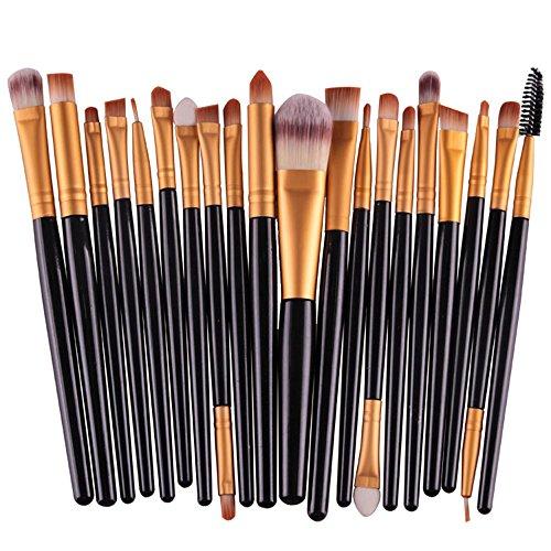 DISAAR Beauty 20pcs Makeup BRUSHES Kit Set Powder Foundation Eyeshadow Eyeliner Lip Brush NEW … (WHITE + GOLD)