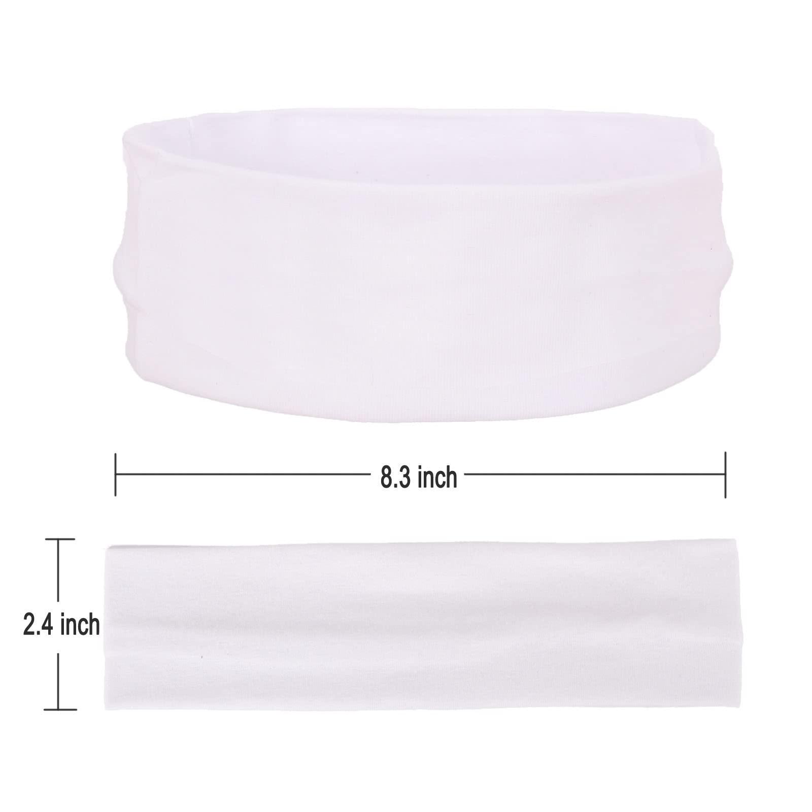 MapofBeauty MapofBeauty 3 Pack Yoga Headbands Stretchy Cotton Head Band Hairwarp Sports Running Exercise Gym (White/Pink/Orange)