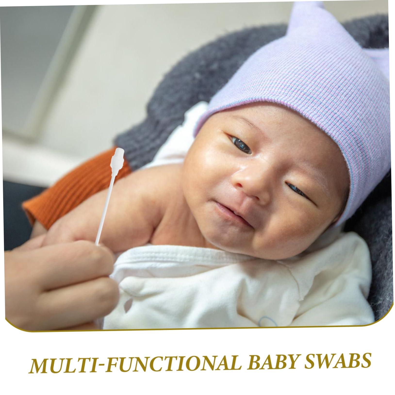 GLEAVI 100pcs Double Ended Cotton Wwabs Ear Wax Cotton Swab Baby Safety Cotton Bud Stick Swab Baby Ear Wax Cleaner Toddler Cotton Swab Large Tips Design Swab Ear Cotton Stick Earpick Swab