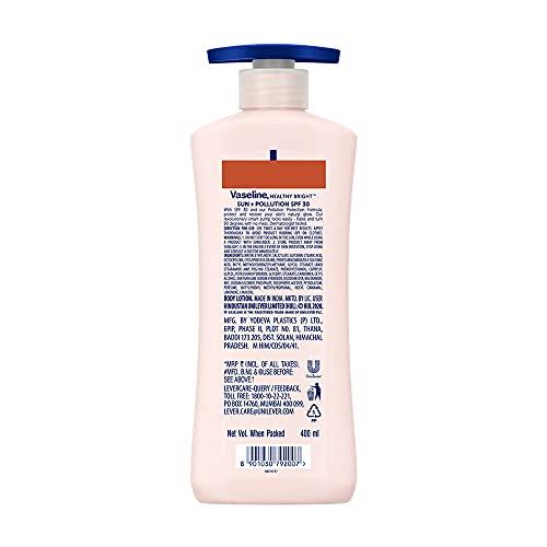 Vaseline Vaseline Healthy Bright Sun Protection Body Lotion SPF 30 400 ml, Daily Moisturizer for Dry Skin, Gives Non-Greasy Glowing Skin - For Men & Women