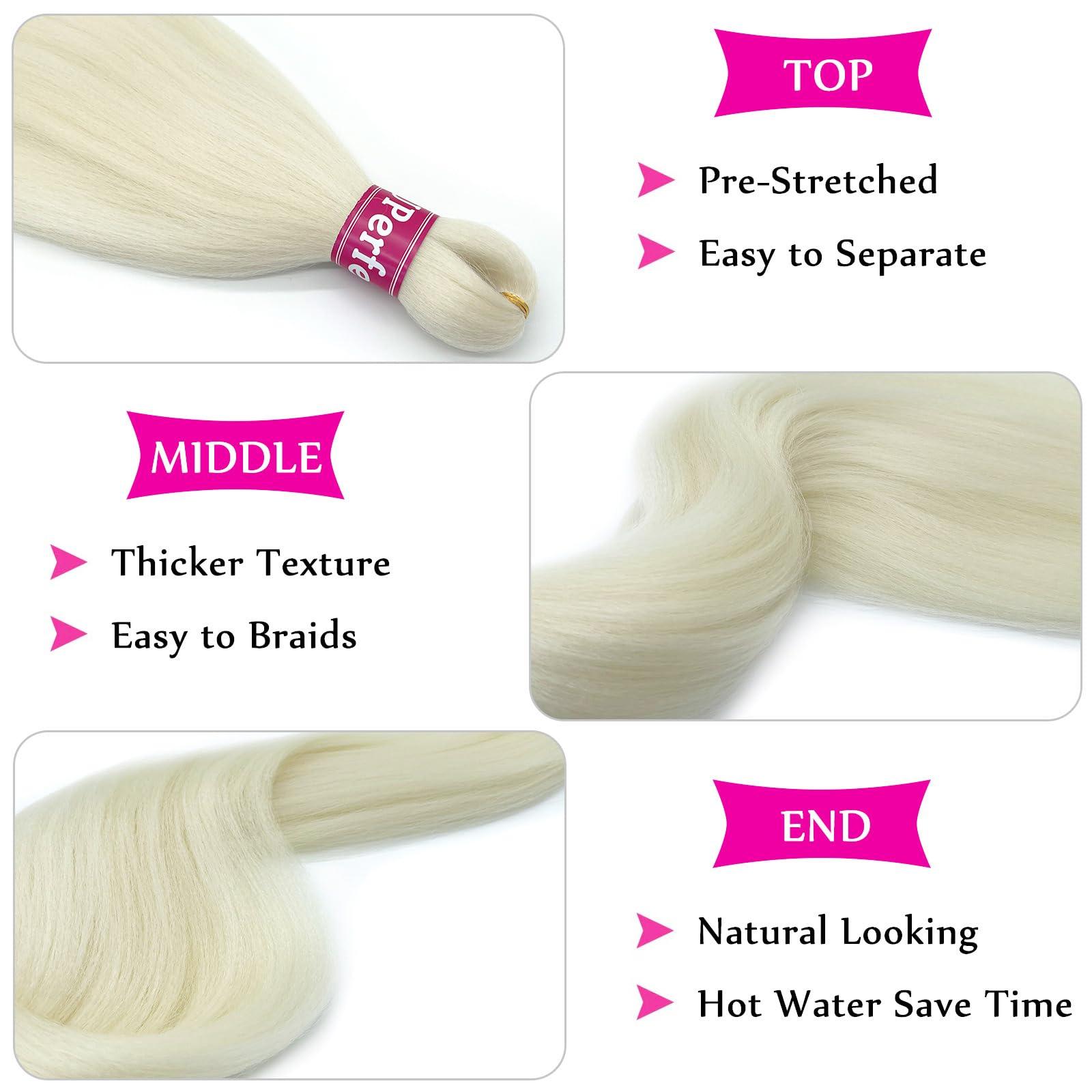 UPerfe Blonde 613 Braiding Hair Pre Stretched Knotless Prestretched Braiding Hair 30 inch Colored Hair Extensions for Braiding Pre Stretched Micro Braids Itch Free Yaki Long Braiding Hair Blonde