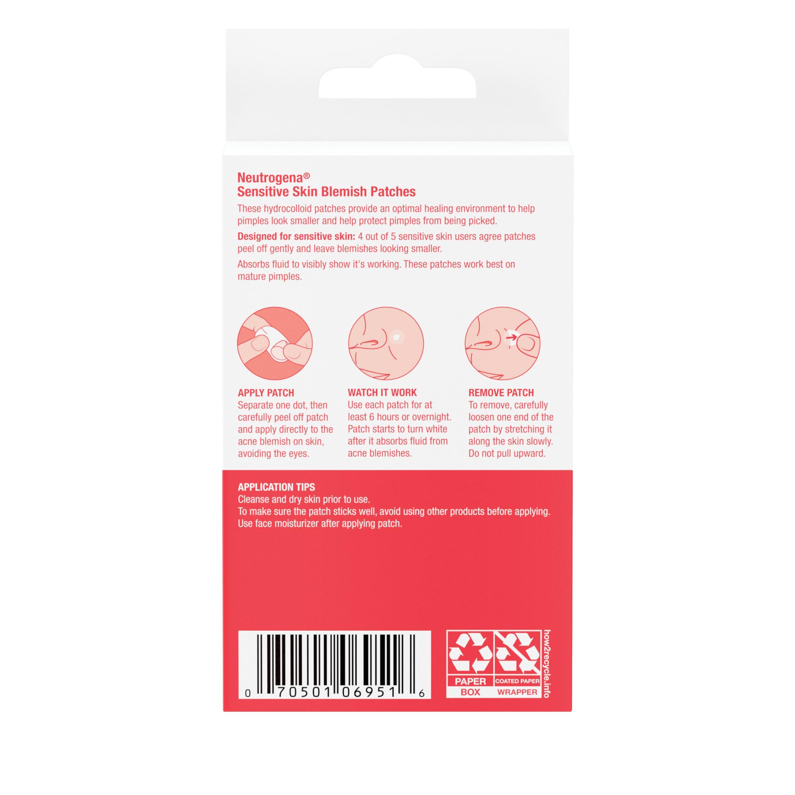 Neutrogena Neutrogena Pimple Patches for Sensitive Skin Variety Pack, Hydrocolloid Blemish Acne Patches Shrink the Look of Pimples & Zits Overnight, Gentle, Non-Medicated Facial Patches, Two Sizes, 30 ct