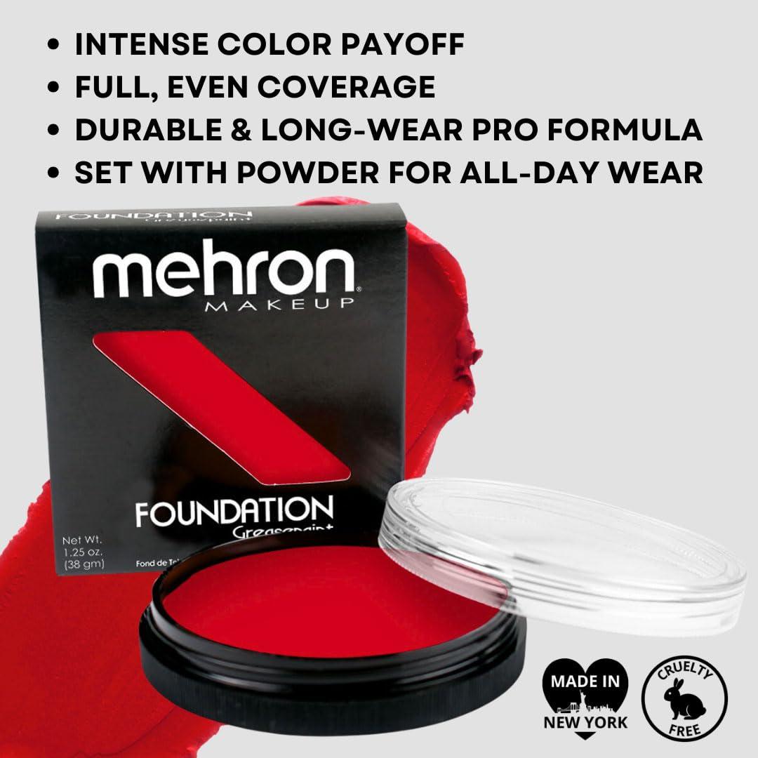 Mehron Mehron Makeup Foundation Greasepaint | Stage, Face Paint, Body Paint, Halloween Makeup 1.25 oz (38 g) (Really Bright Red)
