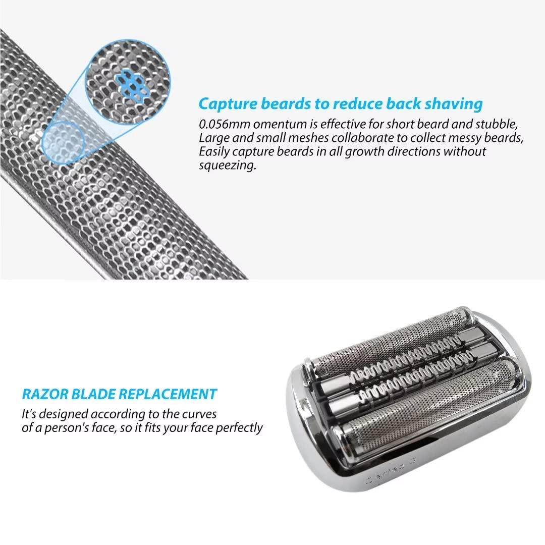 Gxcdizx Series 9 Electric Shaver Replacement Head - 92M - for all Braun Series 9 Electric Razors 9290cc, 9291cc, 9370cc, 9293s, 9385cc, 9390cc, 9330s, 9296cc (Silver)