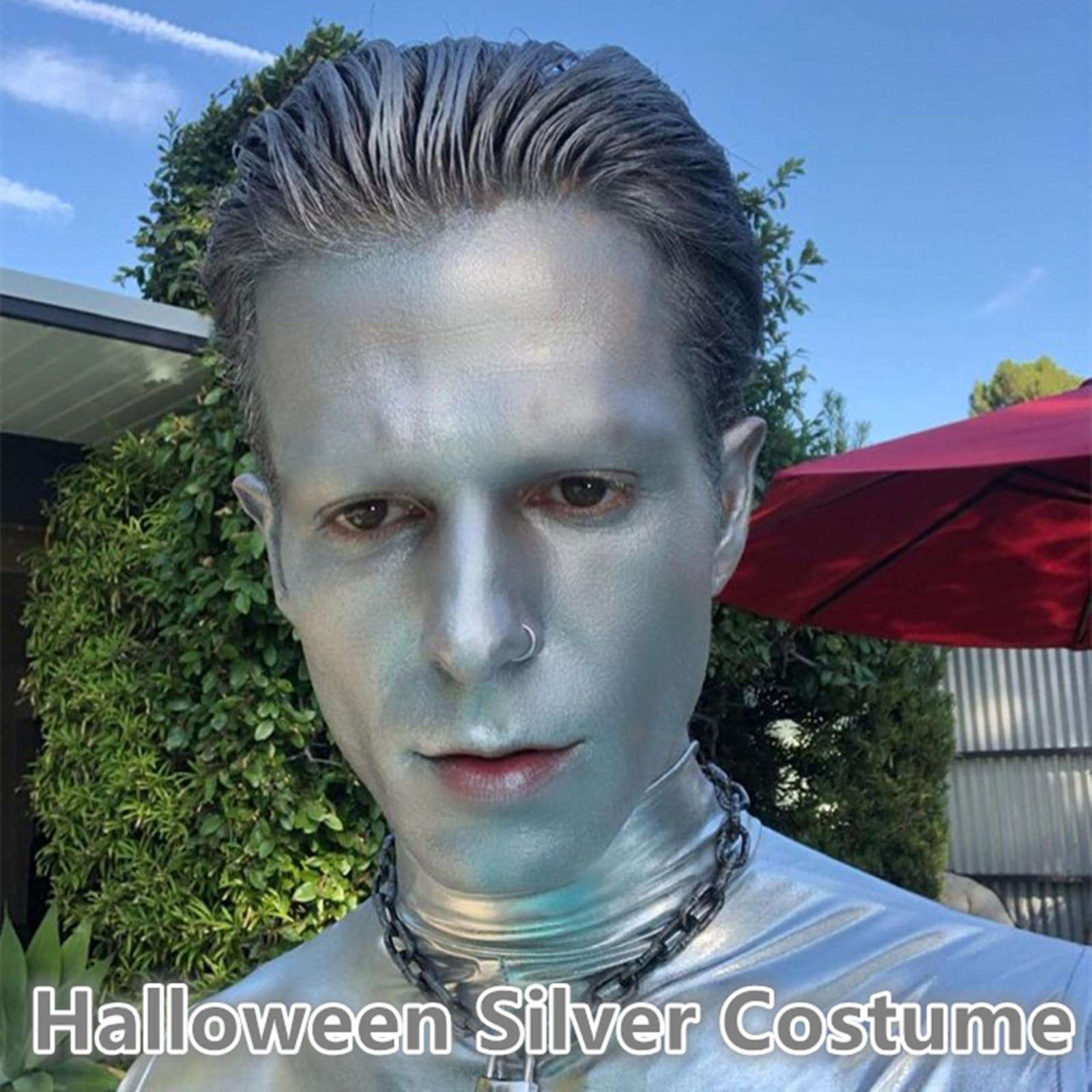 Go Ho Go Ho Metallic Silver Body Paint Washable(2.37 oz),Water Based Cream Silver Face Body Paint,Full Professional Silver Face Paint for Halloween Costumes Festivals Cosplay SFX Makeup