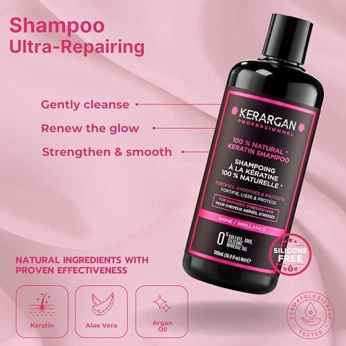 KERARGAN Kerargan - Ultra Repairing Keratin Shampoo & Conditioner Duo for Damaged and Stressed Hair - Strengthens, Smoothens & Protects - Sulfate-Free, Non-GMO, Silicone-Free - 2x16.9 Fl oz