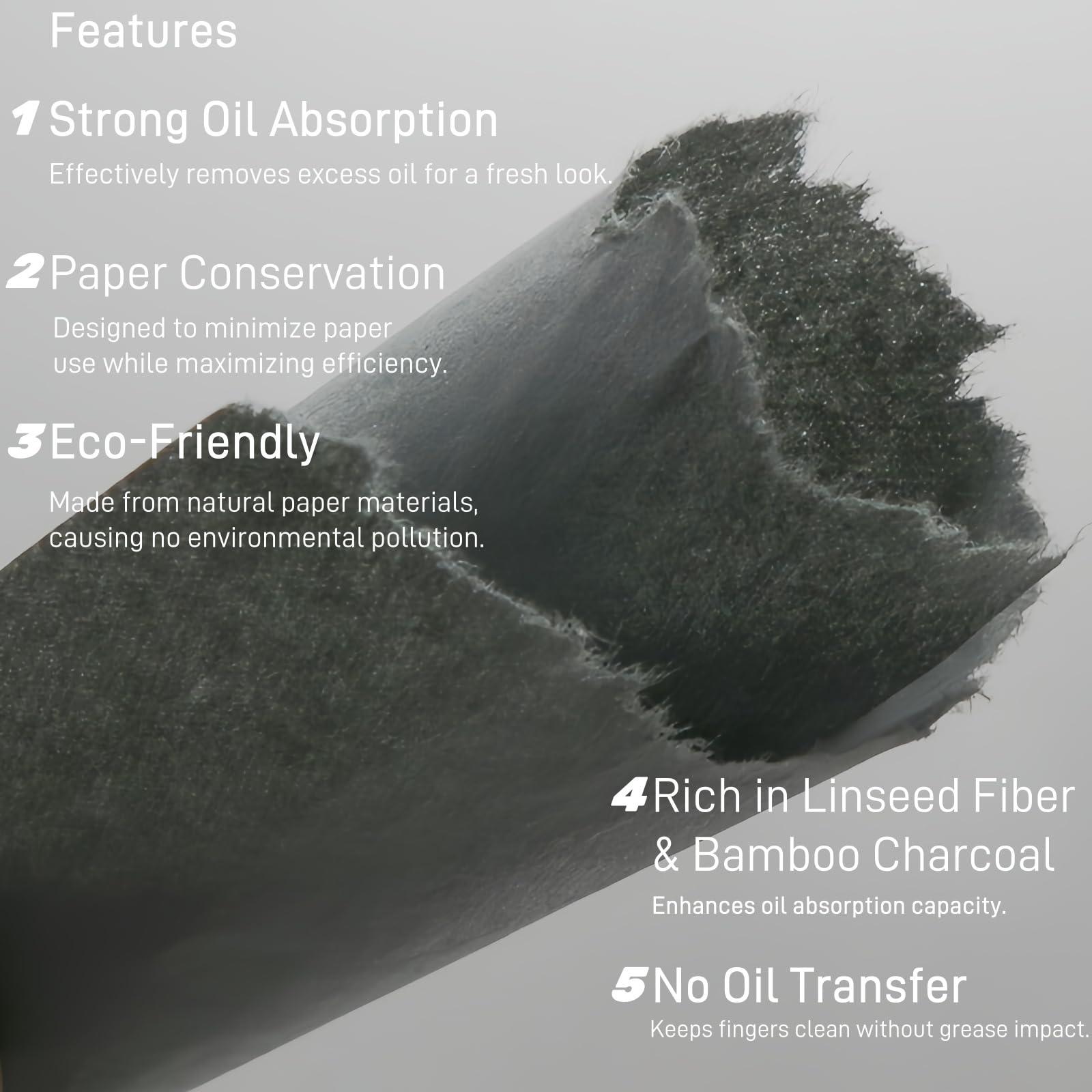 Generic Blotting Paper for Oily Skin,Makeup Oil Absorbing Sheets for Face, Natural Bamboo Charcoal Facial Oil Blotter,Individual Premium Oily Face Oil Control Paper,Travel Size Oil Absorbent Pads for Face