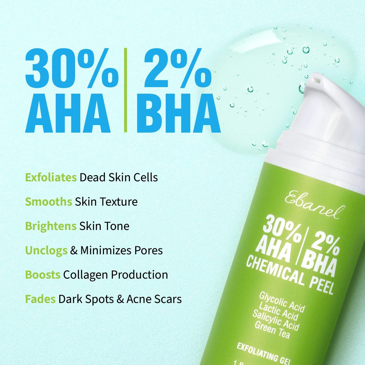 Ebanel Ebanel Bundle of Gentle Exfoliating Face Scrub Peeling Gel and 30% AHA 2% BHA Chemical Peel Exfoliant Gel