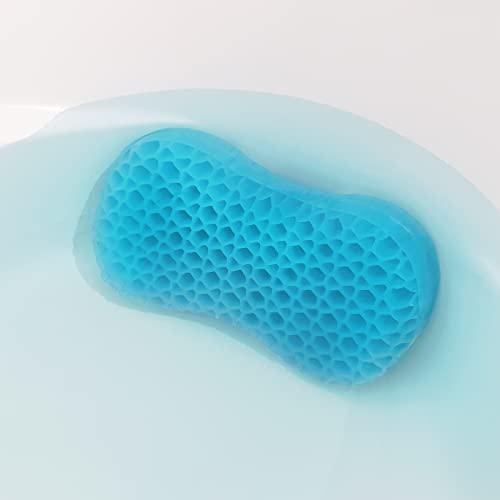Sunlit Sunlit Bath Jello Gel Bath Pillows, Lumbar Pillow for Bathtub, Back Support Pillow, Gel Pillow with Non-Slip Suction Cups for Lumbar, Back Rest Support, Fits Curved or Straight Back Tubs, Aqua