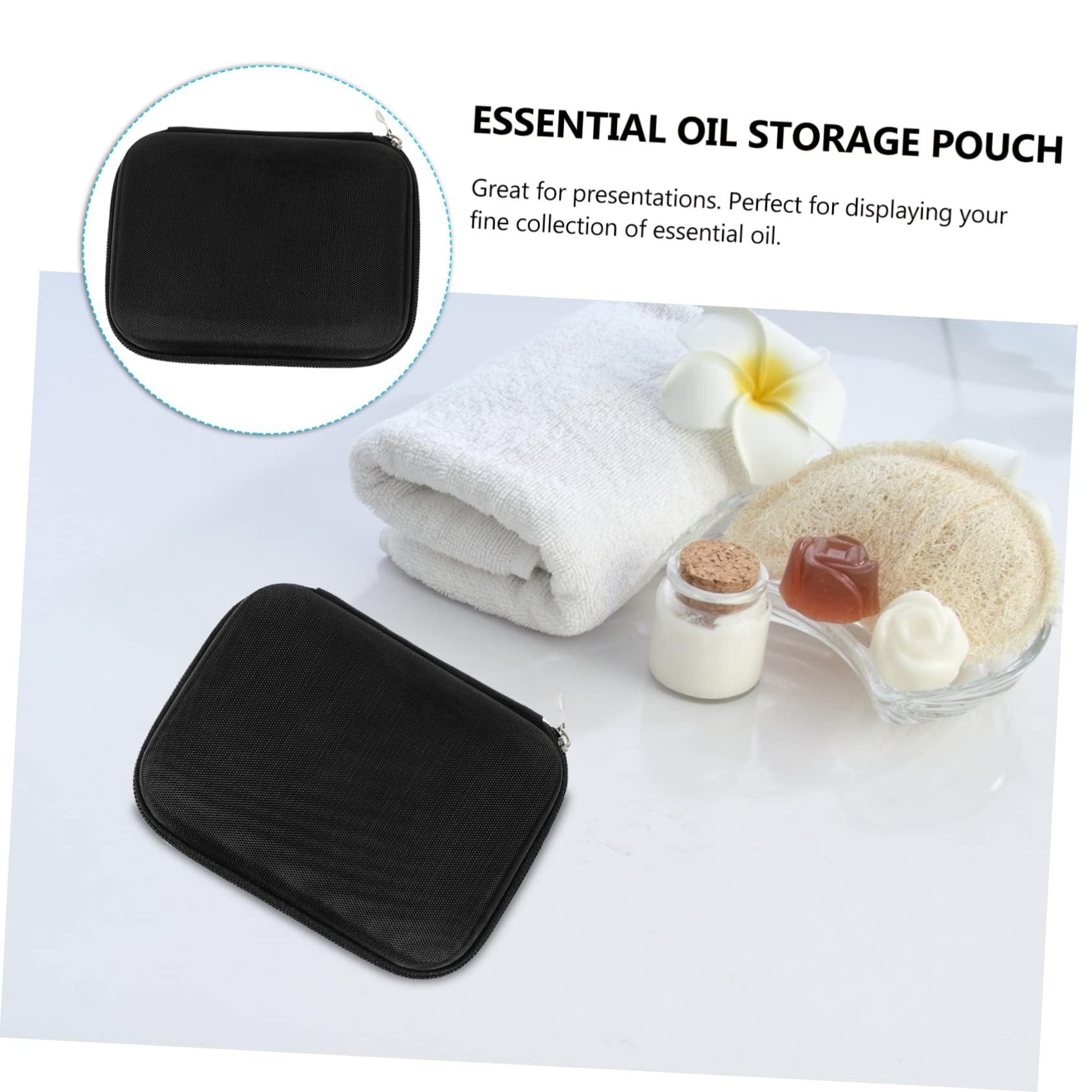 Angoily Angoily 2pcs Essential Oil Storage Box Travel Oils Roller Bottles Carrying Case Bank Essential Oil Holder Essential Oil for Diffuser Tote Bag Organizer Handbag Organizer Black Nylon