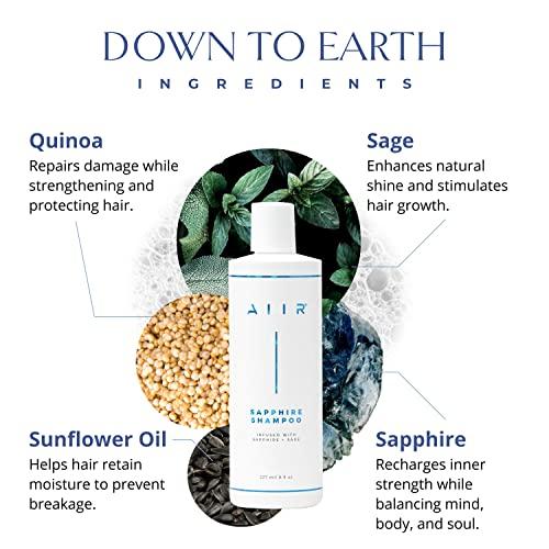 AIIR AIIR Sapphire Shampoo, Conditioner & Mask Bundle, Color Treated & Damaged Hair, Strengthen & Repair with Coconut Oil, Sulfate Free, Crystal Infused for Stronger, Healthier and Shinier Hair