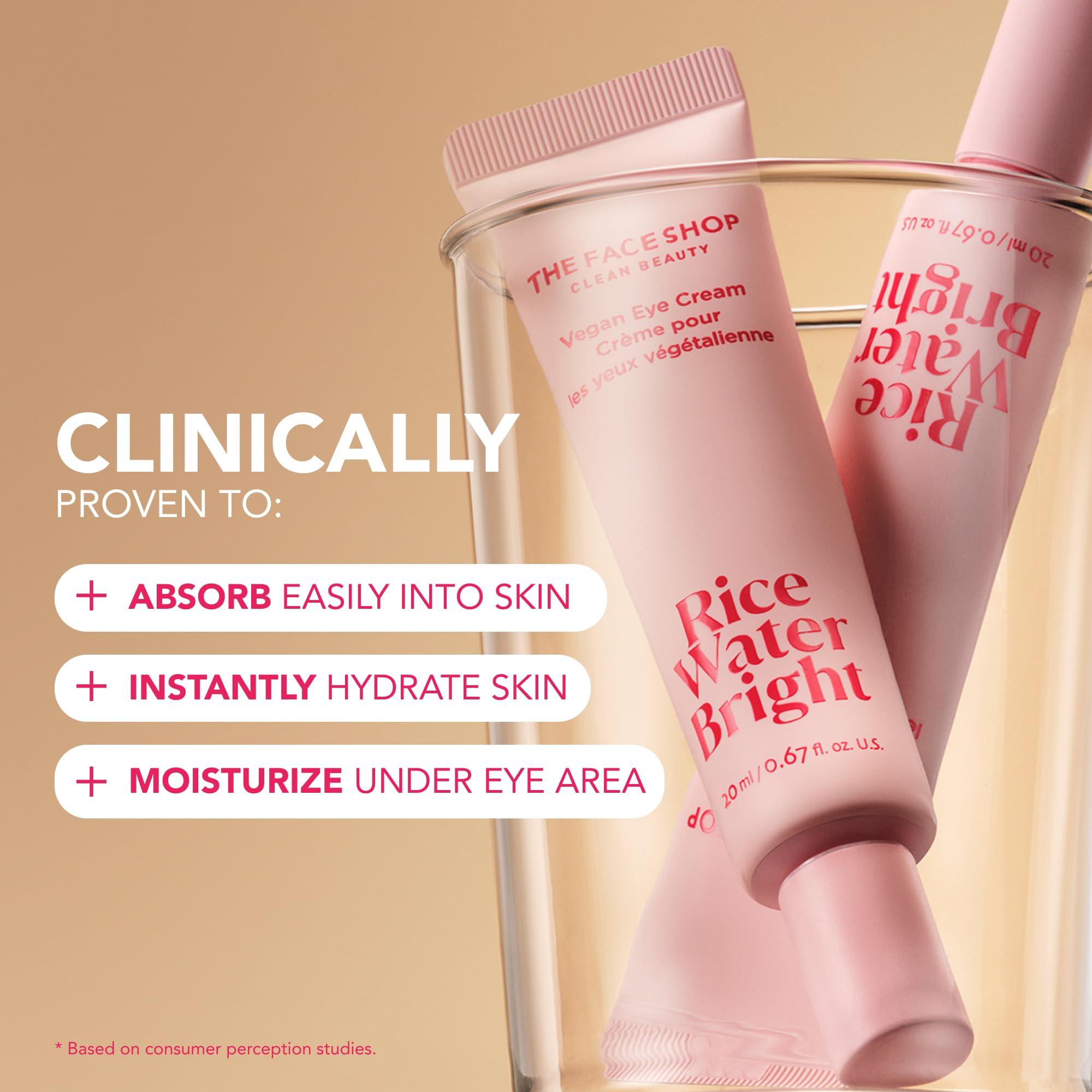 The Face Shop The Face Shop Rice Water Bright Travel Kit, Korean Skin Care Set with Ceramide, Gift Set - Gentle Face Wash & Vegan Skin Care (Serum, Cream, Eye Cream), Hydrating for Dry Skin, Daily Face Moisturizer