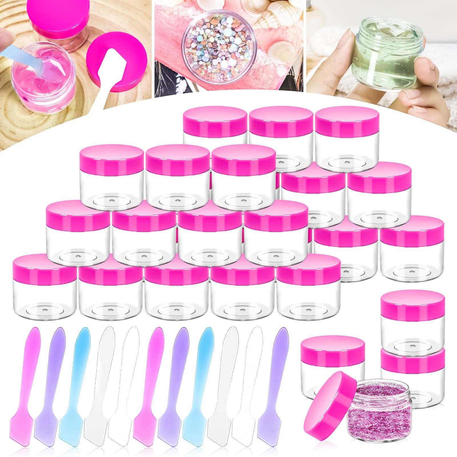 MotBach MotBach 35Pack 20g Small Plastic Cosmetic Containers with Lids, 0.7oz Plastic Makeup Containers Jars with Spatulas, 20ml Sample Jars Travel Size Containers for Toiletries Lip Balm Lotion Slime Cream