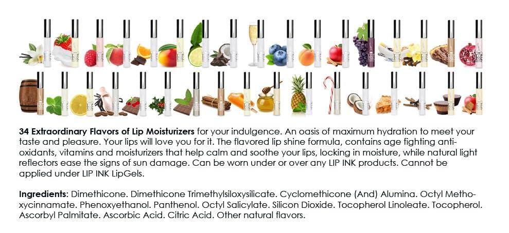 Lip Ink LIP INK Vegan Flavored Lip Shine Moisturizer - Strawberry Pomegranate | 100% Natural, Organic, Vegan, & Kosher Makeup for Women by Lip Ink International