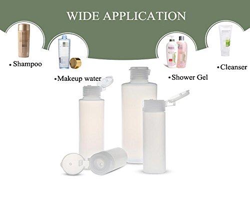 UPSTORE UPSTORE 2PCS Empty Refillable Plastic Clear Soft Tube Squeeze Bottle Jars With Flip Cover Cosmetic Makeup Packing Storage Holder Containers for Toner Lotion Shower Gel Cleaser Shampoo (200ml/6.8oz)