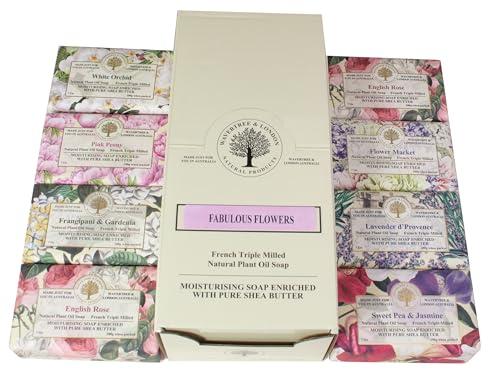 Wavertree & London Wavertree & London Assorted Fabulous Florals (8 Bars), 7oz Moisturizing Natural Soap Bars, French -Milled and enriched with Shea Butter