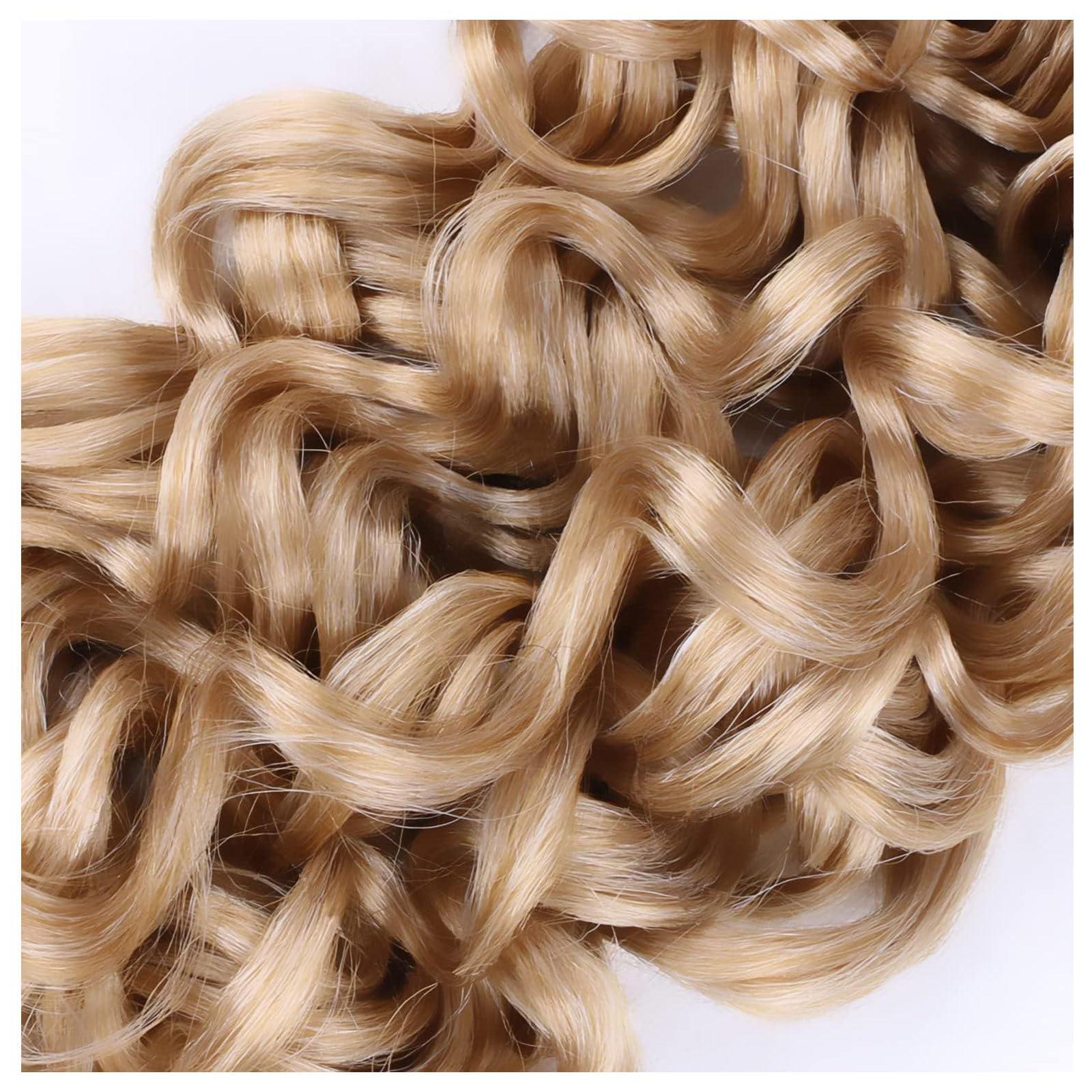 RIBONI Curly Crochet Hair for Black Women Golden Blonde Deep Wave Braiding Hair Blonde Synthetic Bohemian Crochet Braid 20 Inch 3 Packs Ocean Wave Crochet Hair Extensions