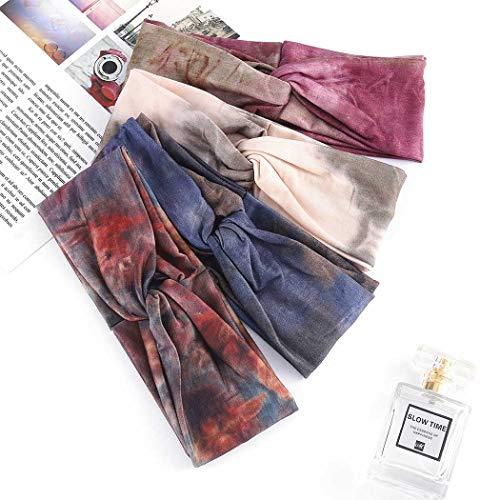 Bohend Bohend Boho Headband Wide Flower Boho Bandeau Criss Cross Elastic Daily Use Yoga Athletic Hair Accessories for Women and Girls (A)