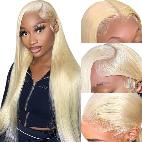 COUGARBEAUTY COUGARBEAUTY 24 Inch Lace Front Wig Human Hair Straight HD Lace Frontal Wig Human Hair 13x6 200 Density Glueless Wigs Human Hair Pre Plucked with Baby Hair for Women Natural Black Human Hair Wig
