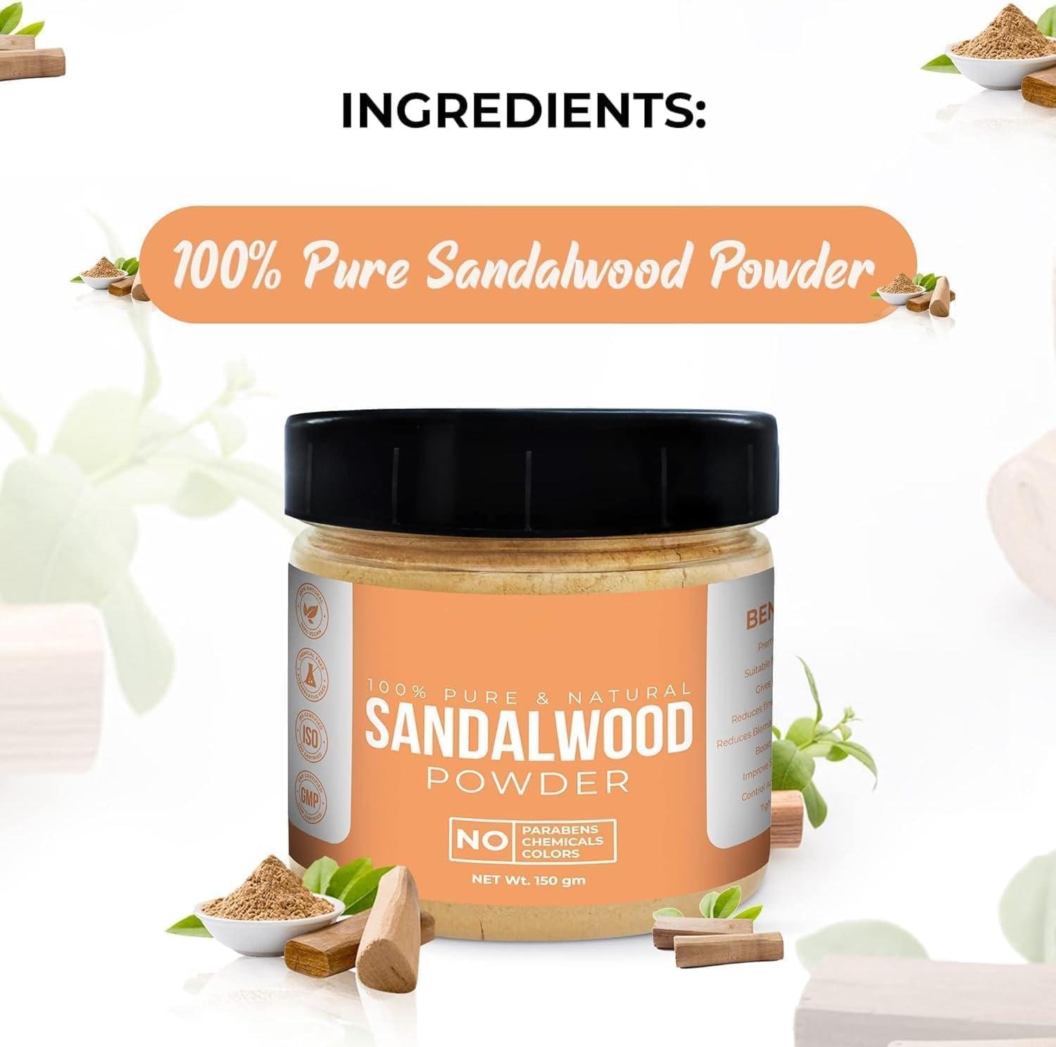 MU MU Sandalwood Powder for Face - 100% Natural & Pure Chandan Powder for Face Pack, Face Mask - Original Sandal Wood Powder for Puja - 150 gm
