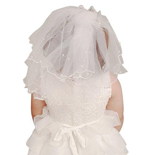 Aimeely Aimeely Lovely Short Wedding Veil for Girls Pearl Flower Girl Headpiece with Comb White
