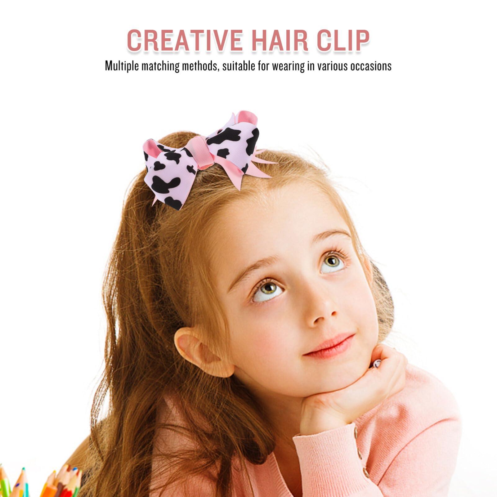 CALLARON CALLARON Cow Print Hair Bows for Girls Bowknot Hairpin 3.34X2.95inch Cute Bow Hair Barrettes Cow Print Bowknot Hair Clip Cartoon Hair Accessories for Birthday Wedding Party Headdress