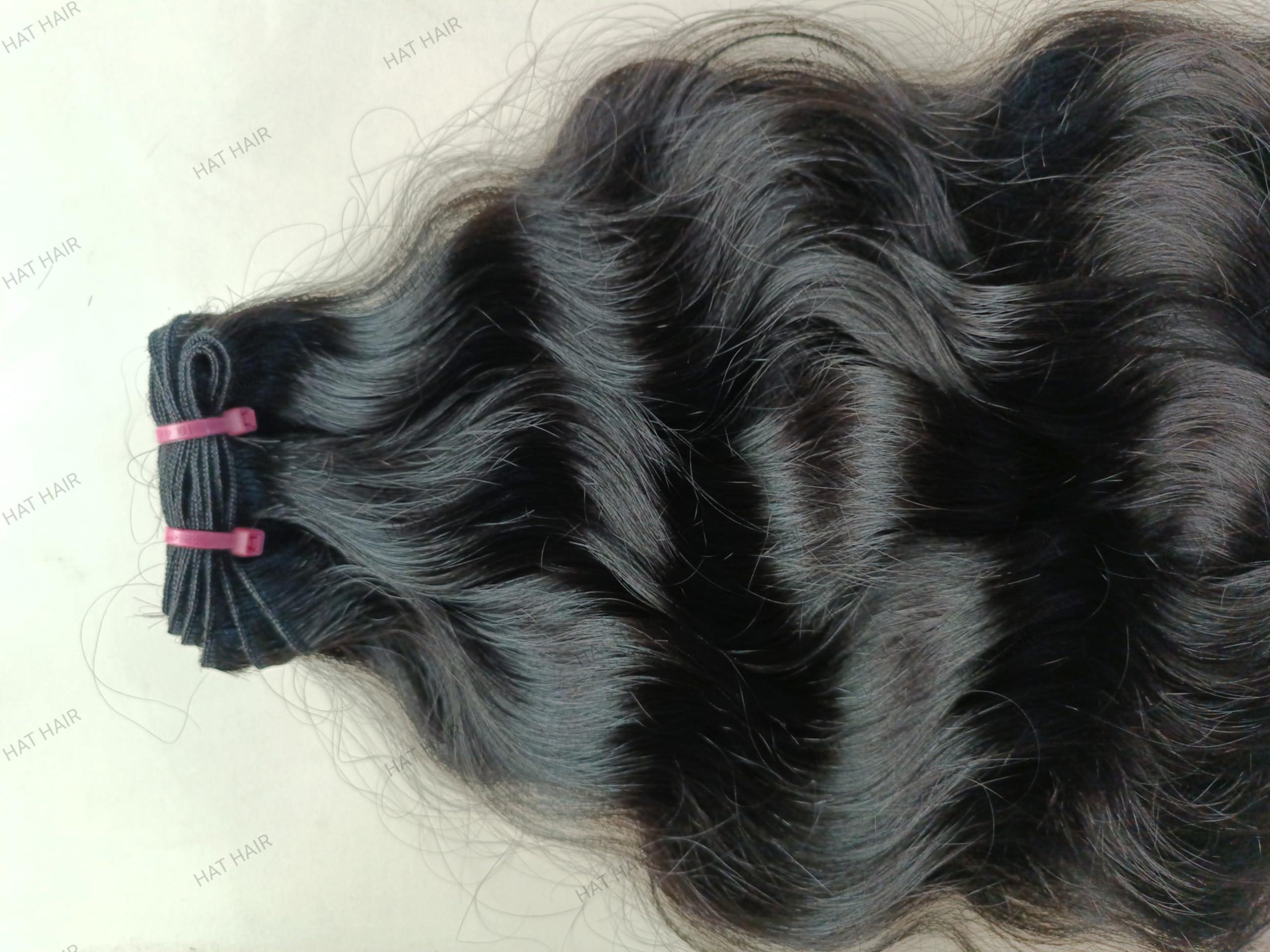 Generic Unprocessed Indian Hair Wavy Natural Black 100g/Bundle, Single Donor Raw Silky Soft Body Wavy Human Hair Extensions (20 Inches)