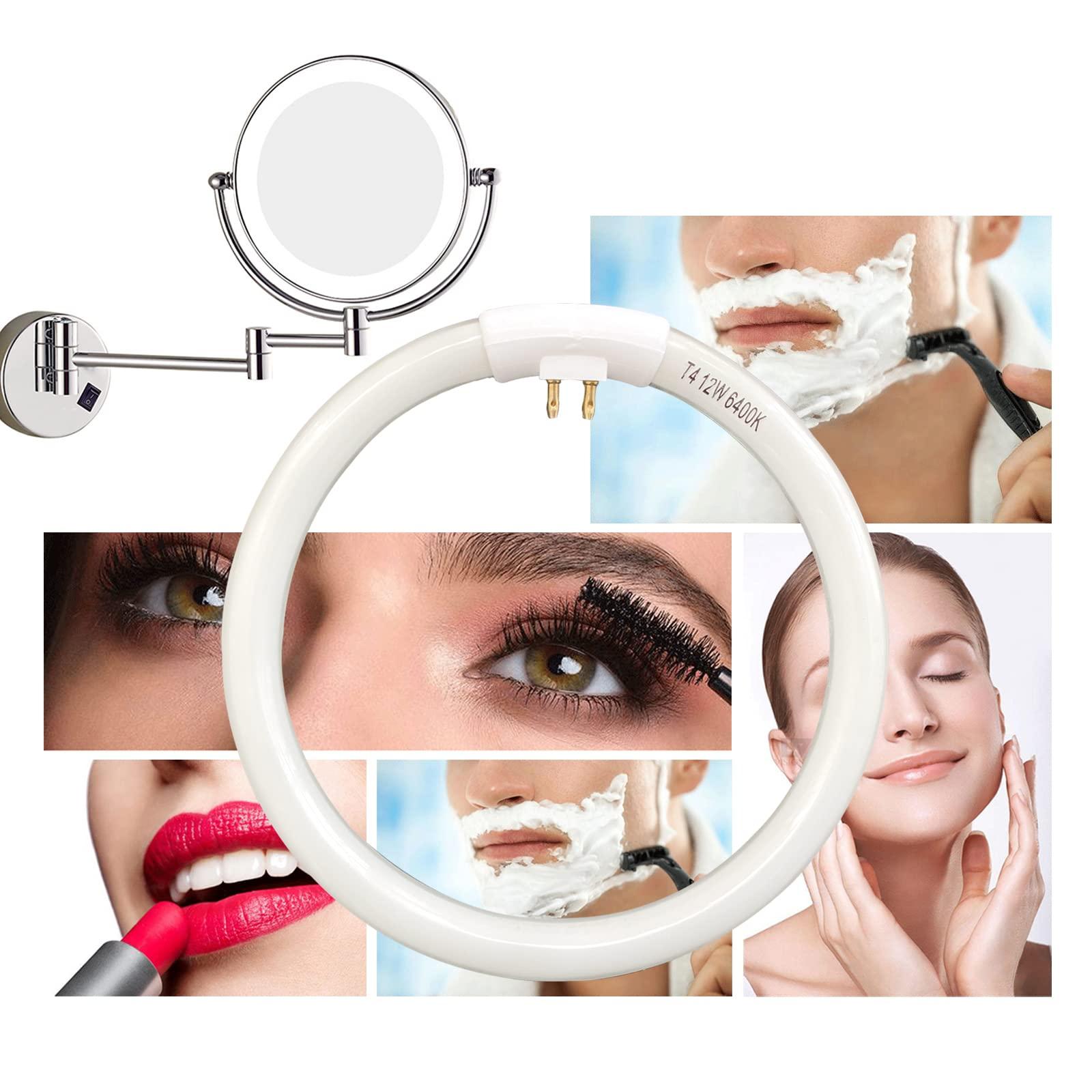 Flyercatch (2 Pack) 5.5 inch OD, 4 Pins Inside, T4 12W 6400k Circular Bulb Replacement for Conair Makeup Mirror, Round Fluorescent Lamps- FC121