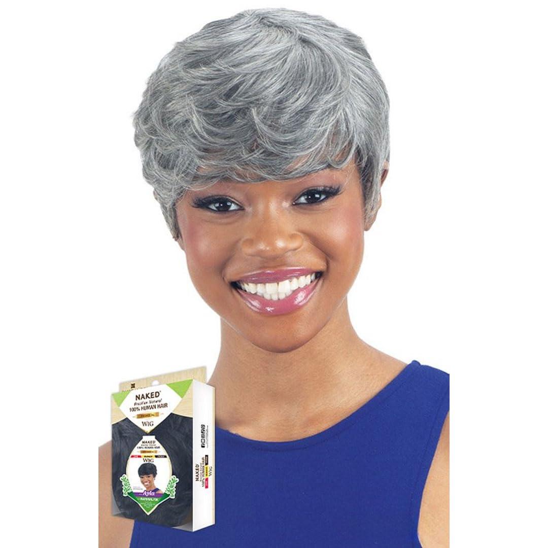 Shake-N-Go Shake-N-Go Naked 100% Brazilian Natural Human Hair Premium Wig - Ayla (Color:GREY)