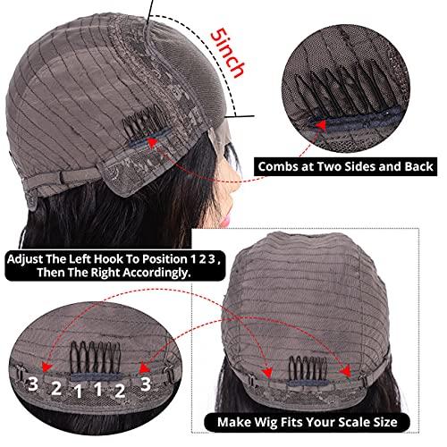 Wiggins Wiggins Loose Deep Wave Wig 5x5 Lace Closure Wigs Human Hair for Black Women 10A Grade Brazilian Loose Deep Hair Pre Plucked Hairline with Baby Hair 180% Density 18 inch