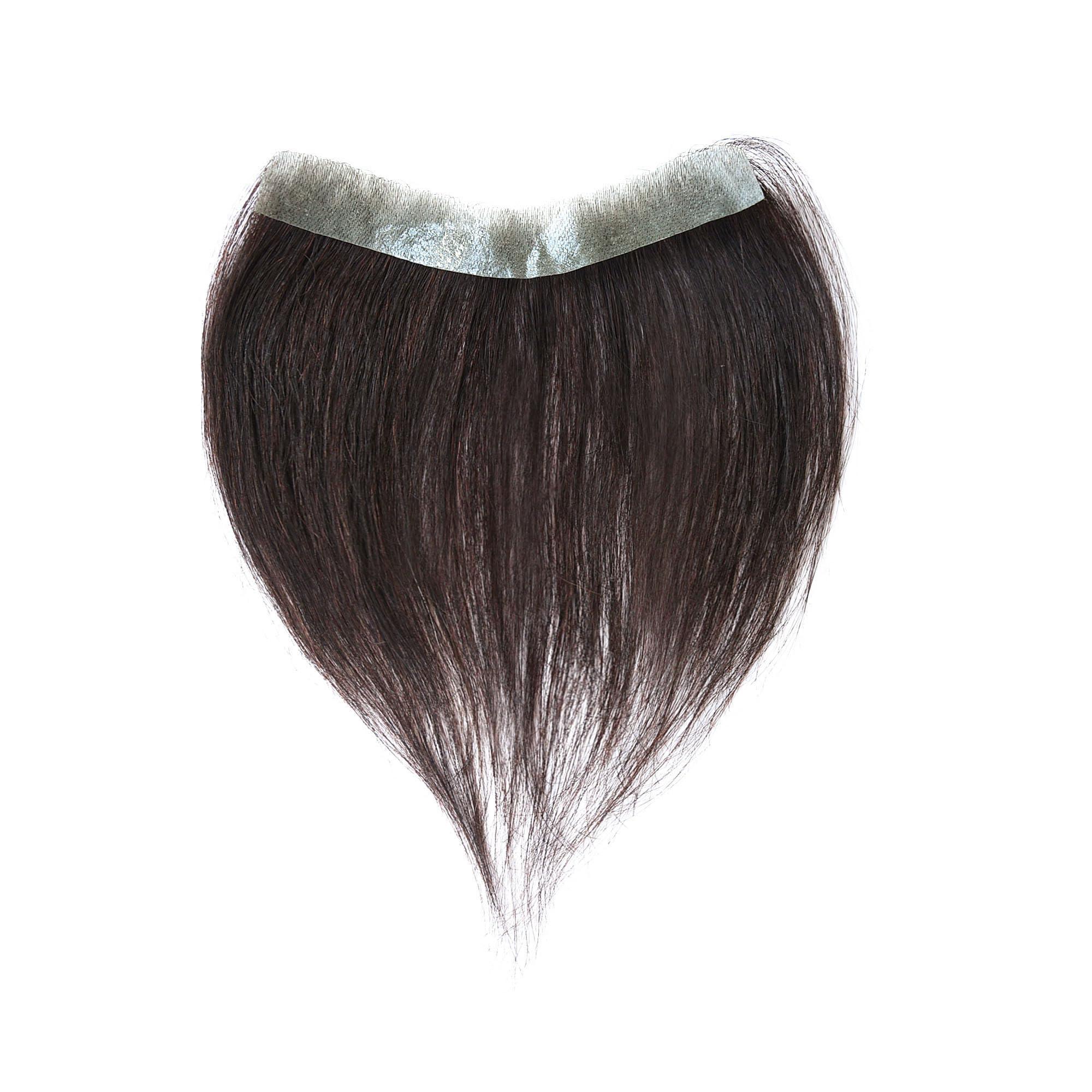 Maweilar Maweilar Frontal Hairpiece for Men, Hair Extension Hairline Loss Straight Tape in Human Hair Toppers Replacement Toupee (Dark Brown, 0.78\"x6.3\", 6\")