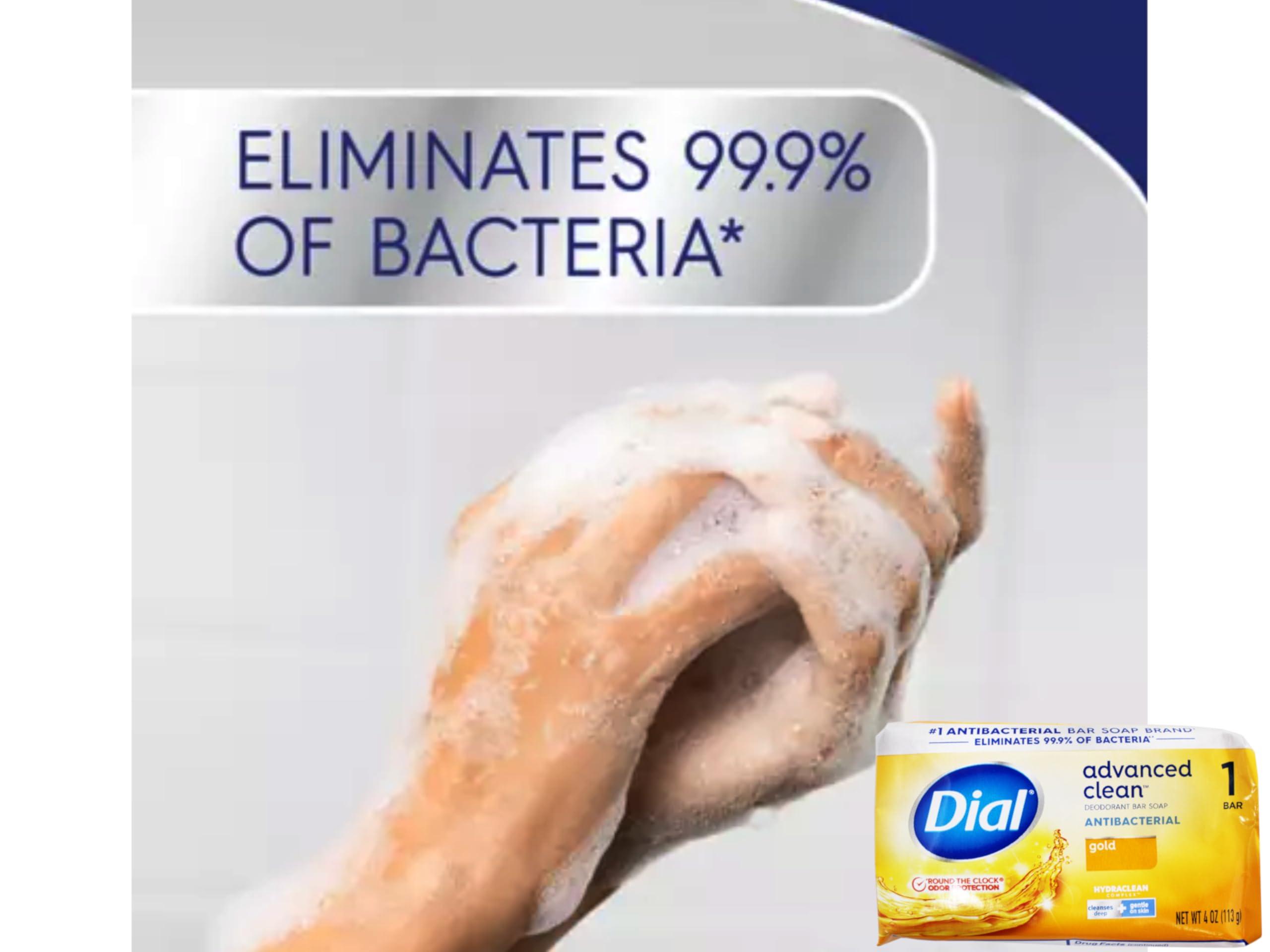 Dial Dial Advanced Clean Antibacterial Deodorant Bar Soap, Gold Scent, 4 Oz., 36 Bars/Box (00052336926172)