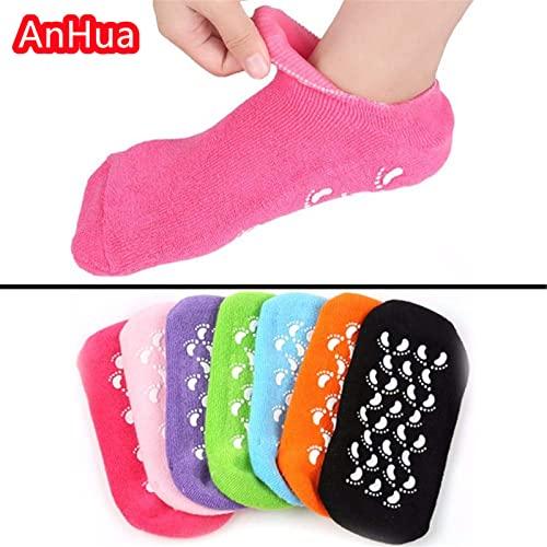 AnHua AnHua 1 Pair Feet Spa Moisturizing Gel Socks Exfoliating Dry Cracked Soft Skin Sock Pedicure Foot Care Tool Beauty Foot Care (Rose Red)