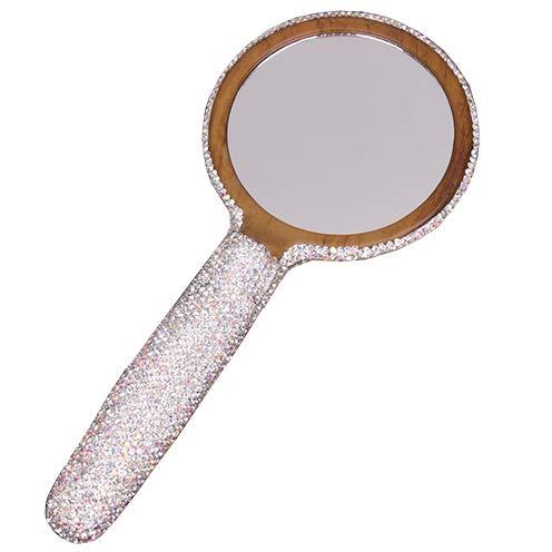 Bestbling Bestbling Bling Decorative Small Handheld Compact Mirror, Makeup Hand Mirrors with Handle for Face Makeup Portable Travel Personal Cosmetic Mirror (Silver)
