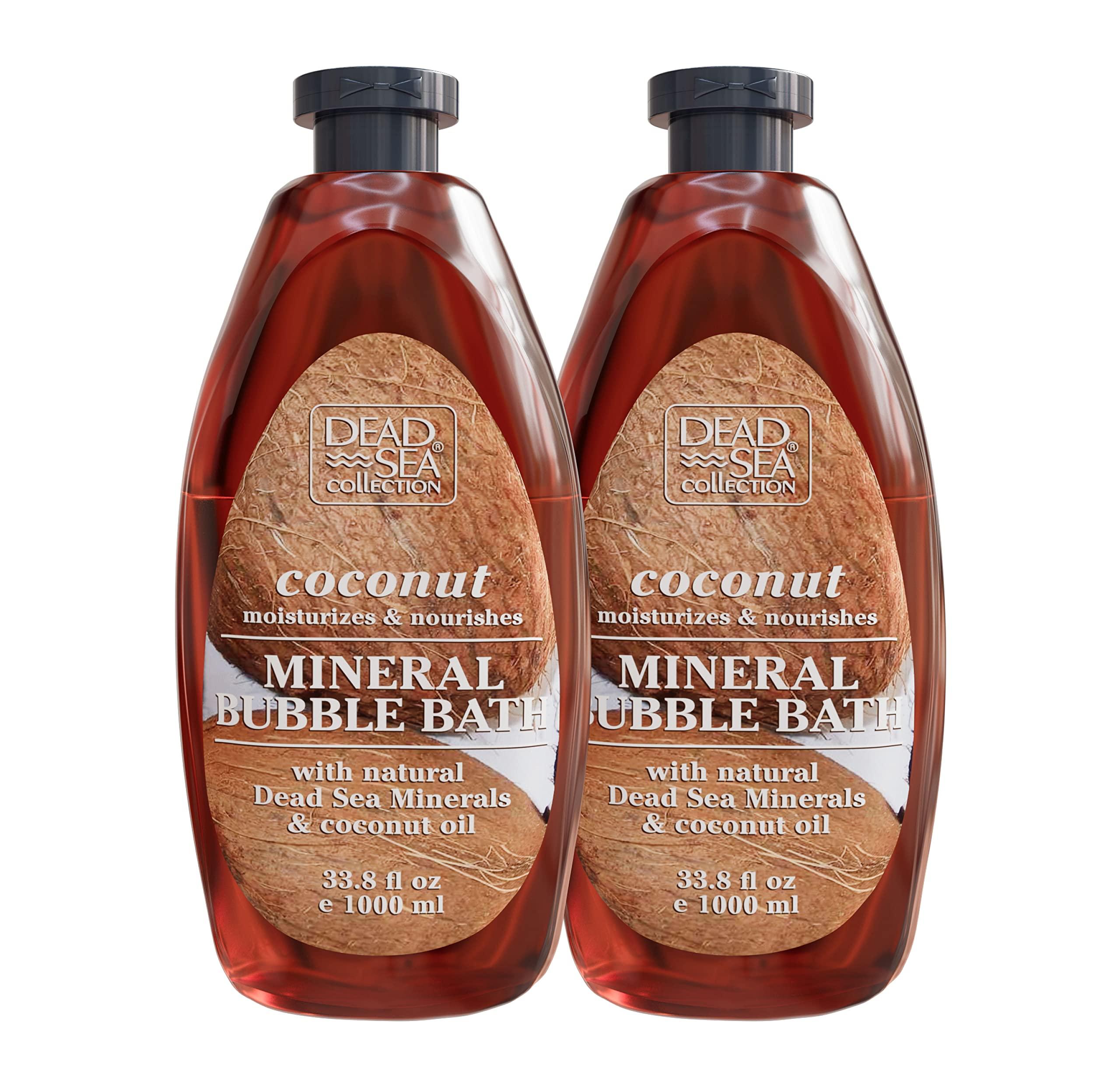 Dead Sea Collection Dead Sea Collection Bubble Bath with Coconut for Women and Men - Coconut Oil and Pure Dead Sea Minerals - Nourishing and Moisturizing Skin - Pack of 2 (67.6 fl.oz)