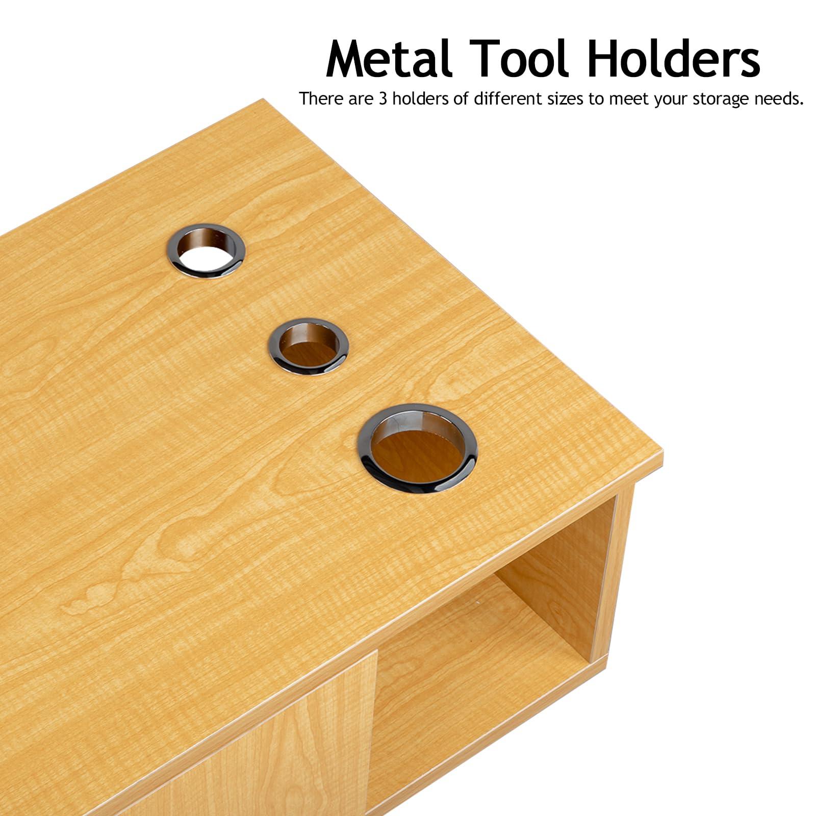 WEI WEI GLOBAL Wall Mounted Salon Station - Barber Station - Hair Salon Cabinet - Salon Stations for Hair Stylist - Beauty Spa Salon Equipment - Salon Furniture with 2 Lockable Drawers and 3 Tool Holders - Wood