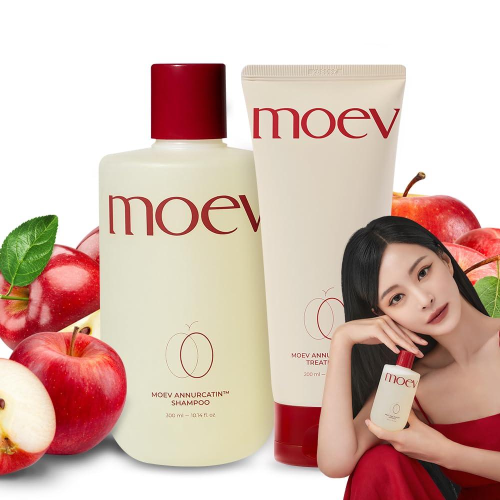 MOEV MOEV ANNURCATIN Shampoo and Conditioner Set for Women, Korean Biotin Hair Growth Volumizing Shampoo, Paraben-Free Natural Apple Wash-Off Hair Mask, Rose Thickening for Damaged Hair