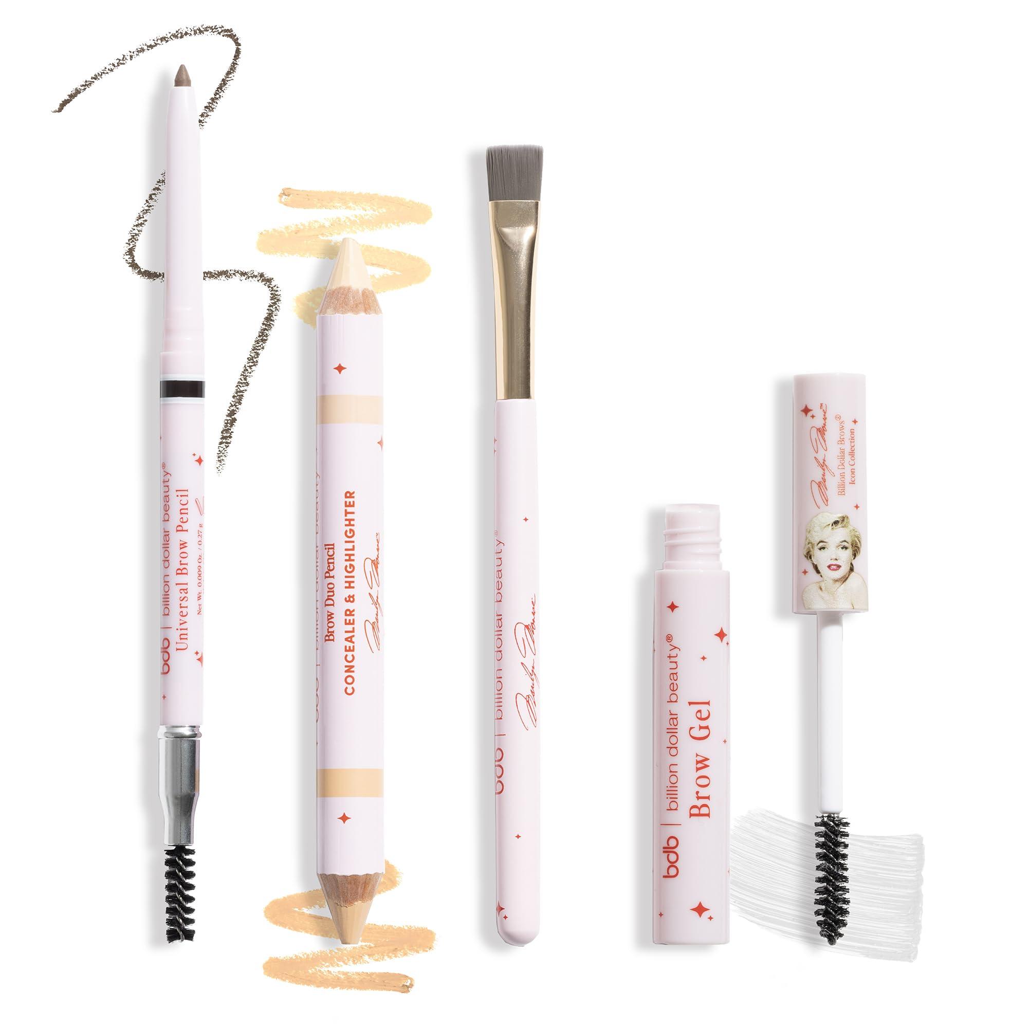 billion dollar brows Marilyn Monroe x Billion Dollar Brows Icon Collection Universal Brow Pencil, Clear Brow Gel, Duo Highlighter & Concealer, Charcoal-Infused Smudge Brush, Long-Lasting, Vegan & Cruelty-Free