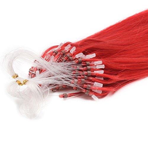 Fenicy 18"20"22"26" Micro Loop Virgin Real Hair Extensions Fashion Straight Human Hair 50G 100S (18inch, Red)