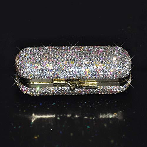 Bestbling Bestbling Bling Rhinestone Crystal Lipstick Case Holder Organizer bag Cosmetic Storage for Women's Lipstick Jewelry Kit (Silver)