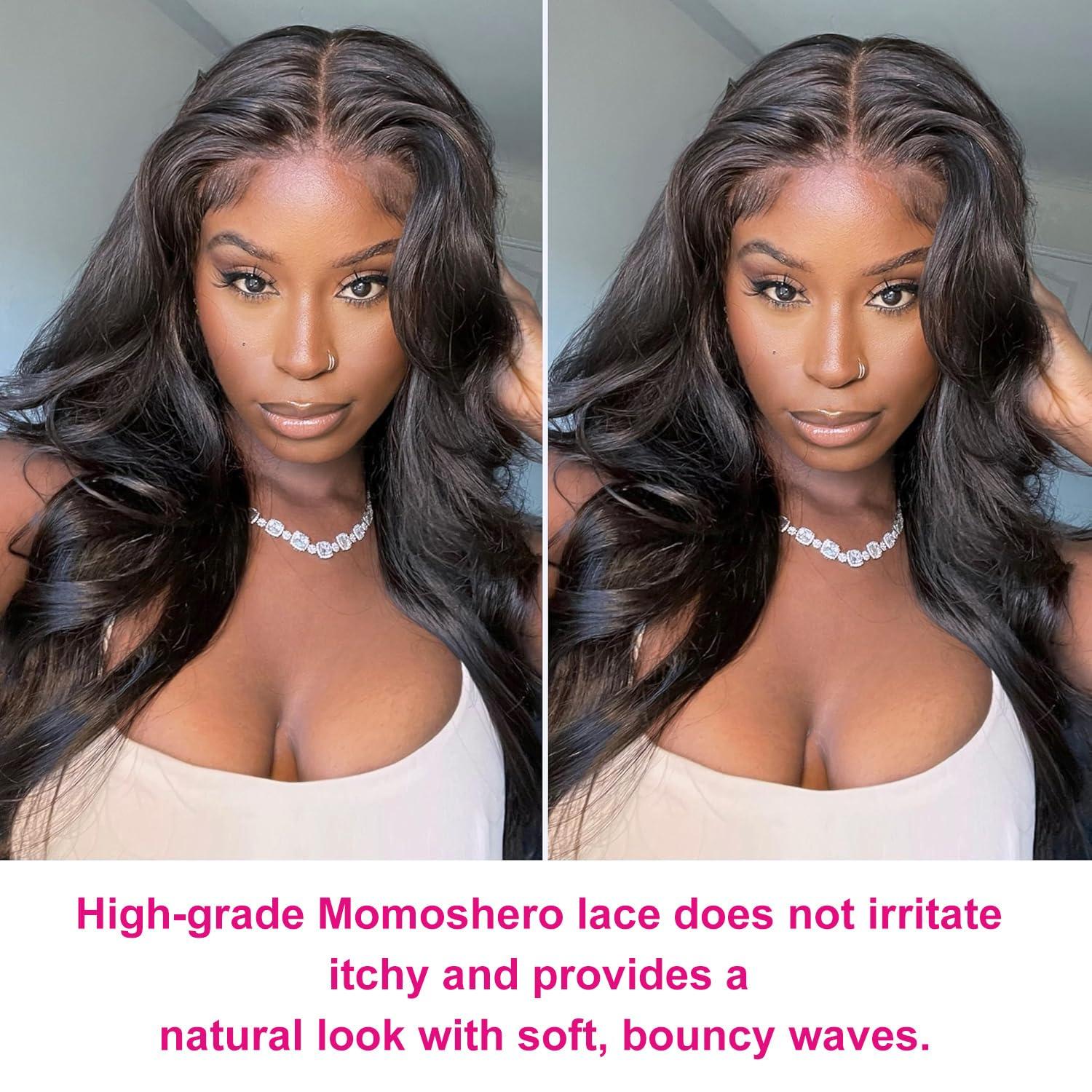 MOMOSHERO MOMOSHERO 2x6 HD Lace Closure Only 20 Inch Body Wave Human Hair, Pre Plucked Closure Sew In 2 by 6 Lace Closure Middle Part 100% Brazilian Virgin Human Hair Unprocessed 2x6 Kim K Closure Natural Black