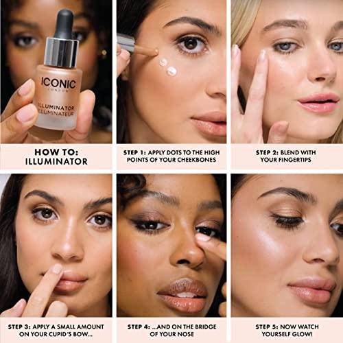ICONIC LONDON ICONIC LONDON Illuminator | Liquid Highlighting Drops for a Radiant Glow, Cruelty-Free, Vegan Makeup, Original (Champagne Shimmer) 0.45 Fl oz